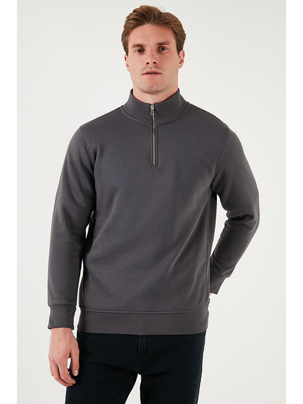 Ekru Pamuklu Regular Fit Dik Yaka 2'li Paket Sweat 59052592S2-1