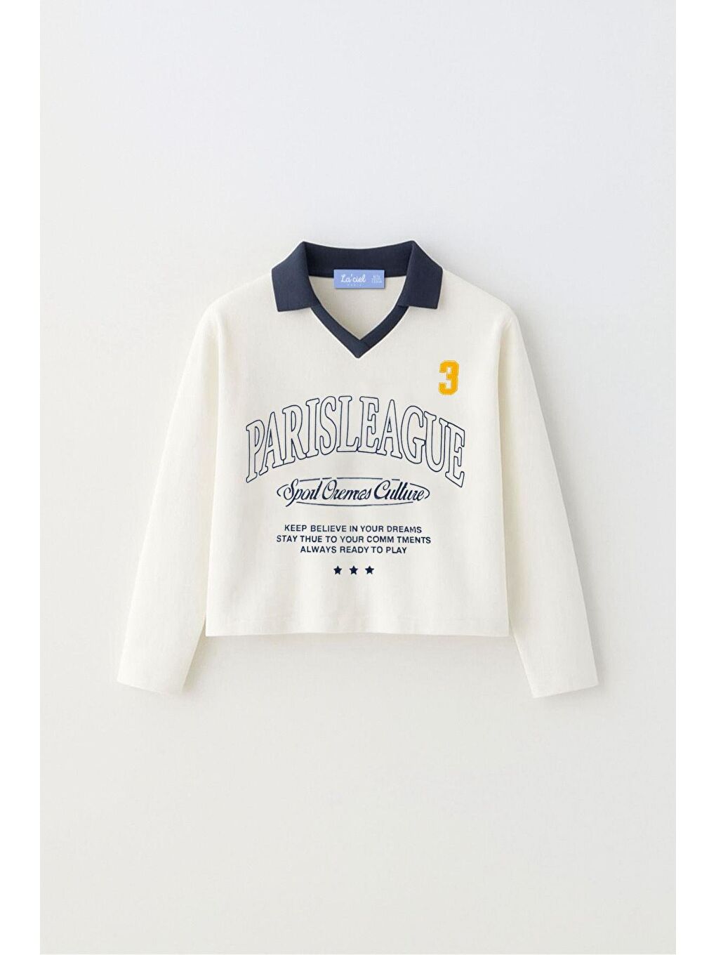 Karışık Kız Çocuk Pamuklu Lacivert-Beyaz Paris League Yazılı Eşofman Takımı - Kontrast Şeritli Geniş Paça-1