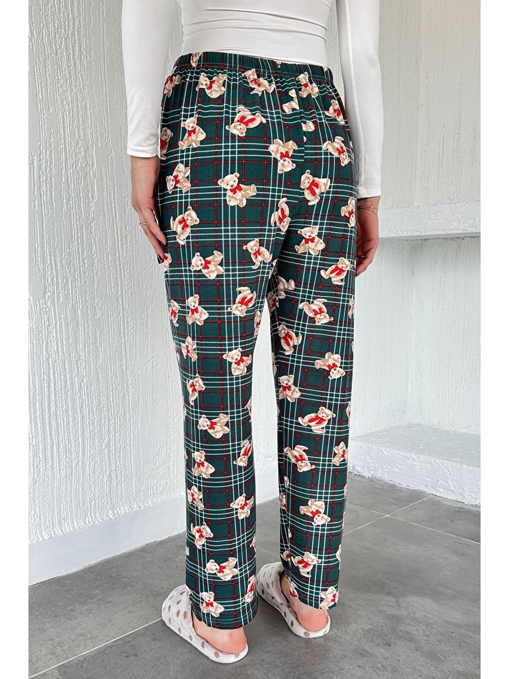 Yeşil Baskılı Bel Lastikli Pijama Altı-2