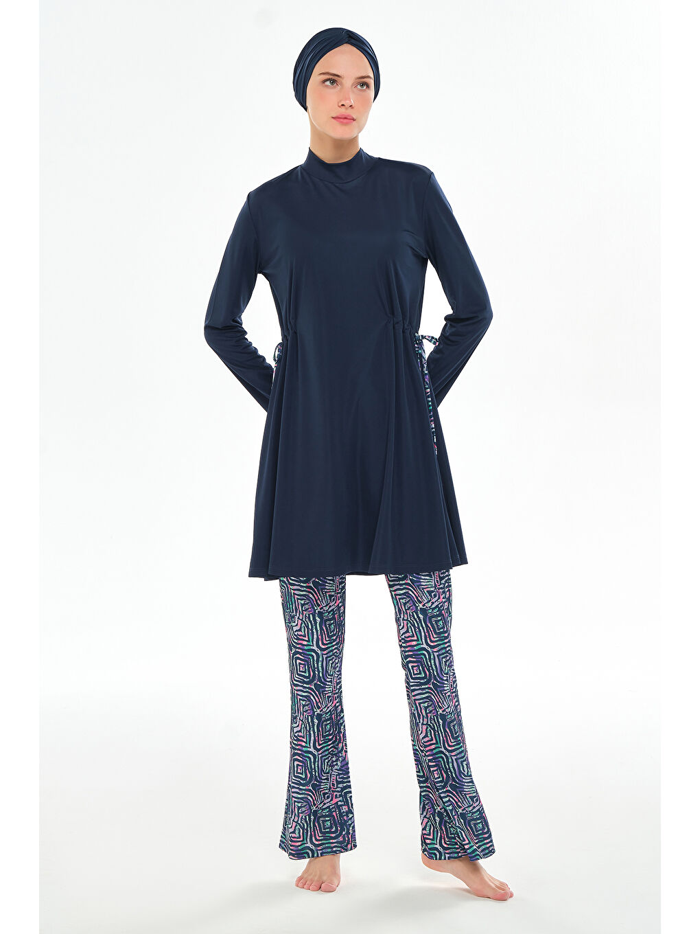 Bol Paça Elastanlı Tam Kapalı Tesettür Mayo 3125 Koyu Lacivert-1