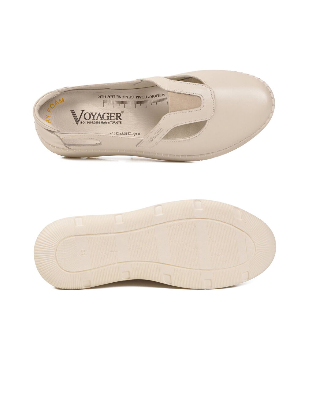 Ekru Hakiki Deri Anatomik Kadın Casual Ayakkabı Z541 Z-4