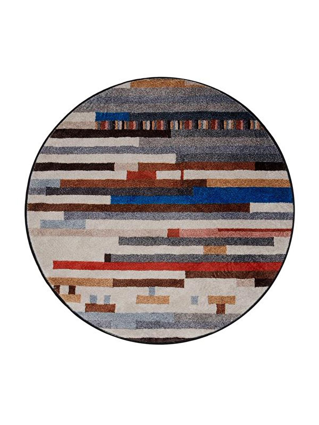 Karışık Desenli Yuvarlak Halı - Renkli - 90x90 cm