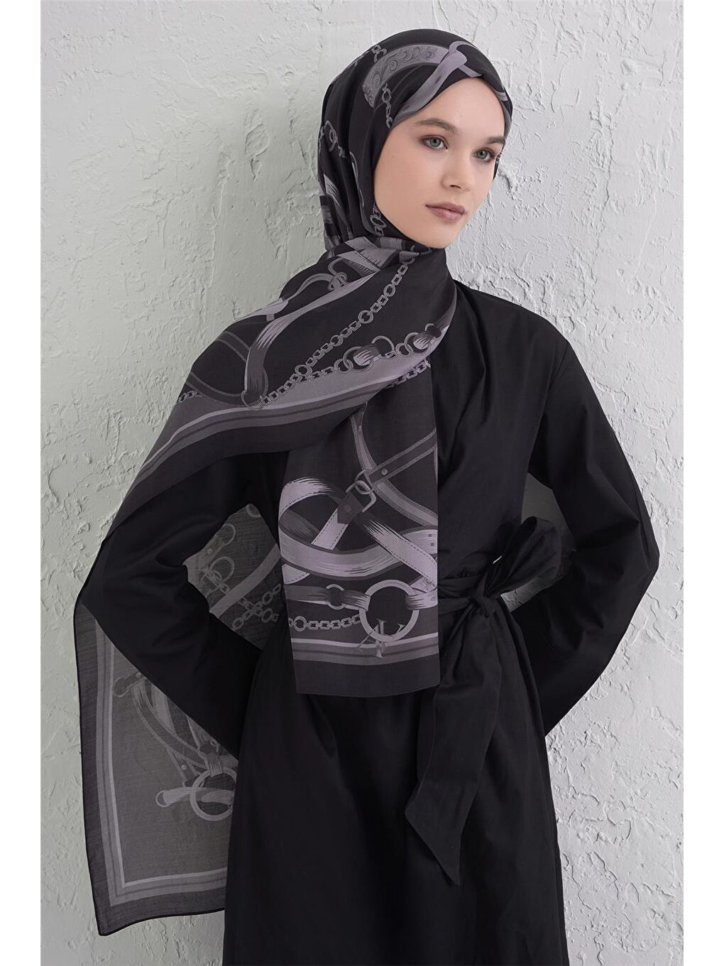 Siyah Yün İpek Harmony Şal 9315 84-1