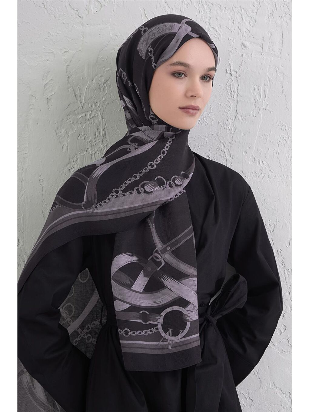 Siyah Yün İpek Harmony Şal 9315 84-2