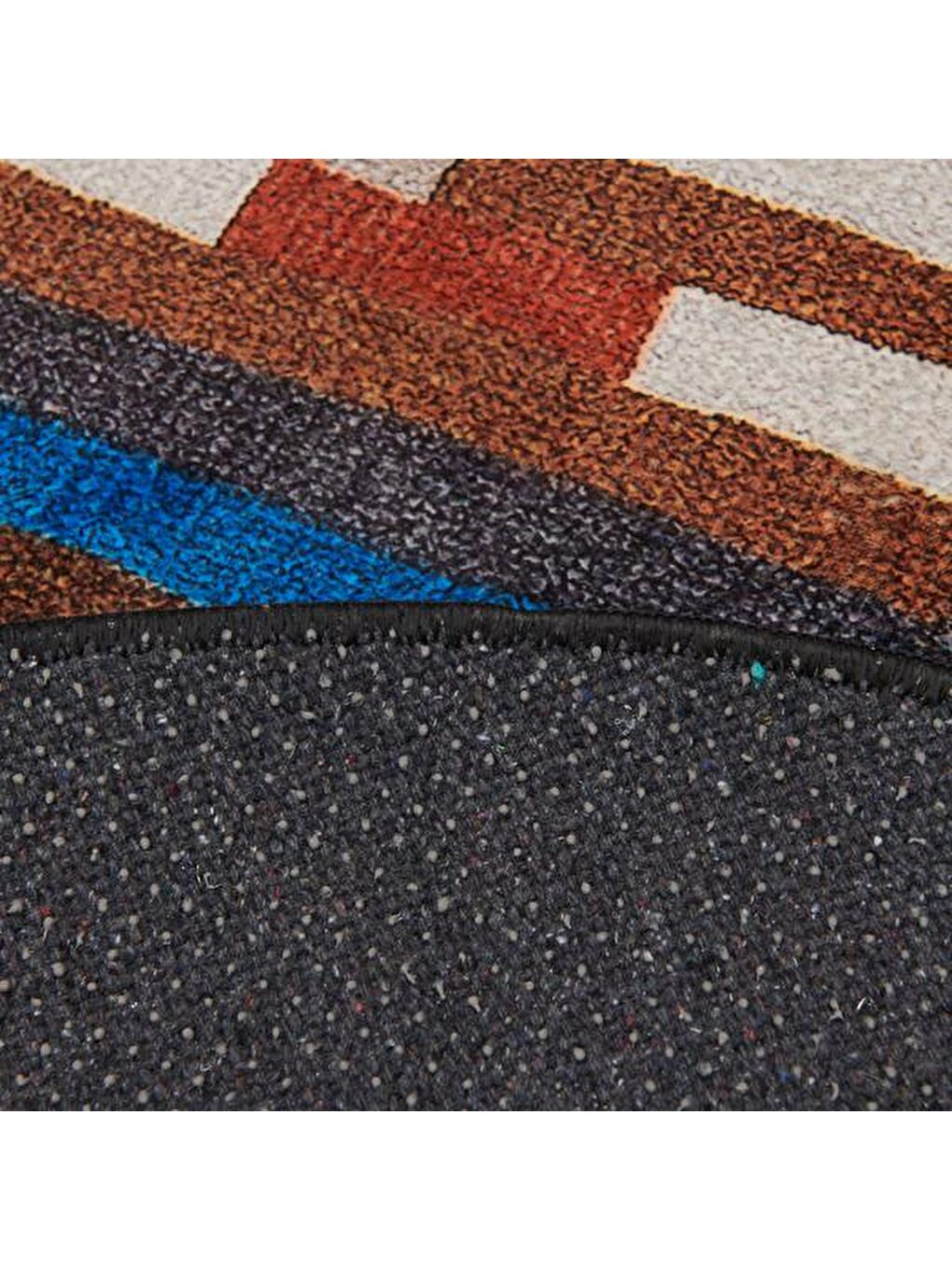 Karışık Desenli Yuvarlak Halı - Renkli - 90x90 cm-3