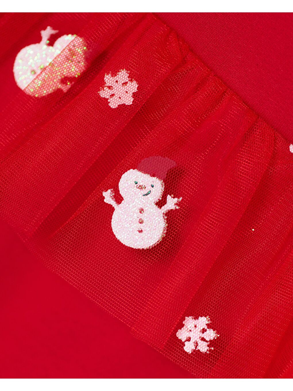 Kız Bebek Pamuklu Kırmızı Penguen Temalı Tulum - Fırfırlı Tül Etek Detaylı-1