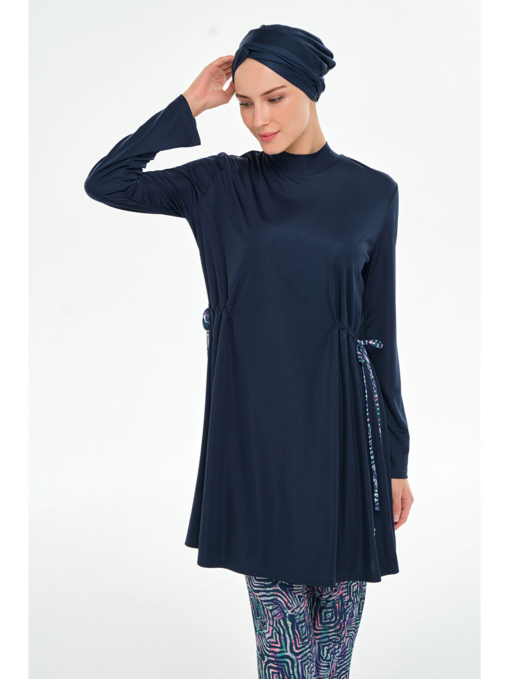 Bol Paça Elastanlı Tam Kapalı Tesettür Mayo 3125 Koyu Lacivert-2