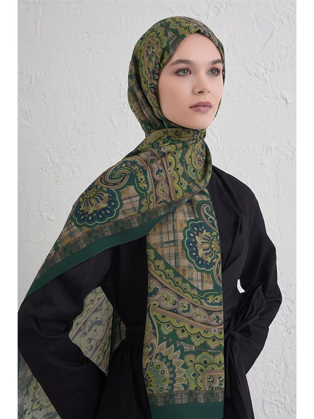 Yeşil Yün İpek Harmony Şal 327 83-2