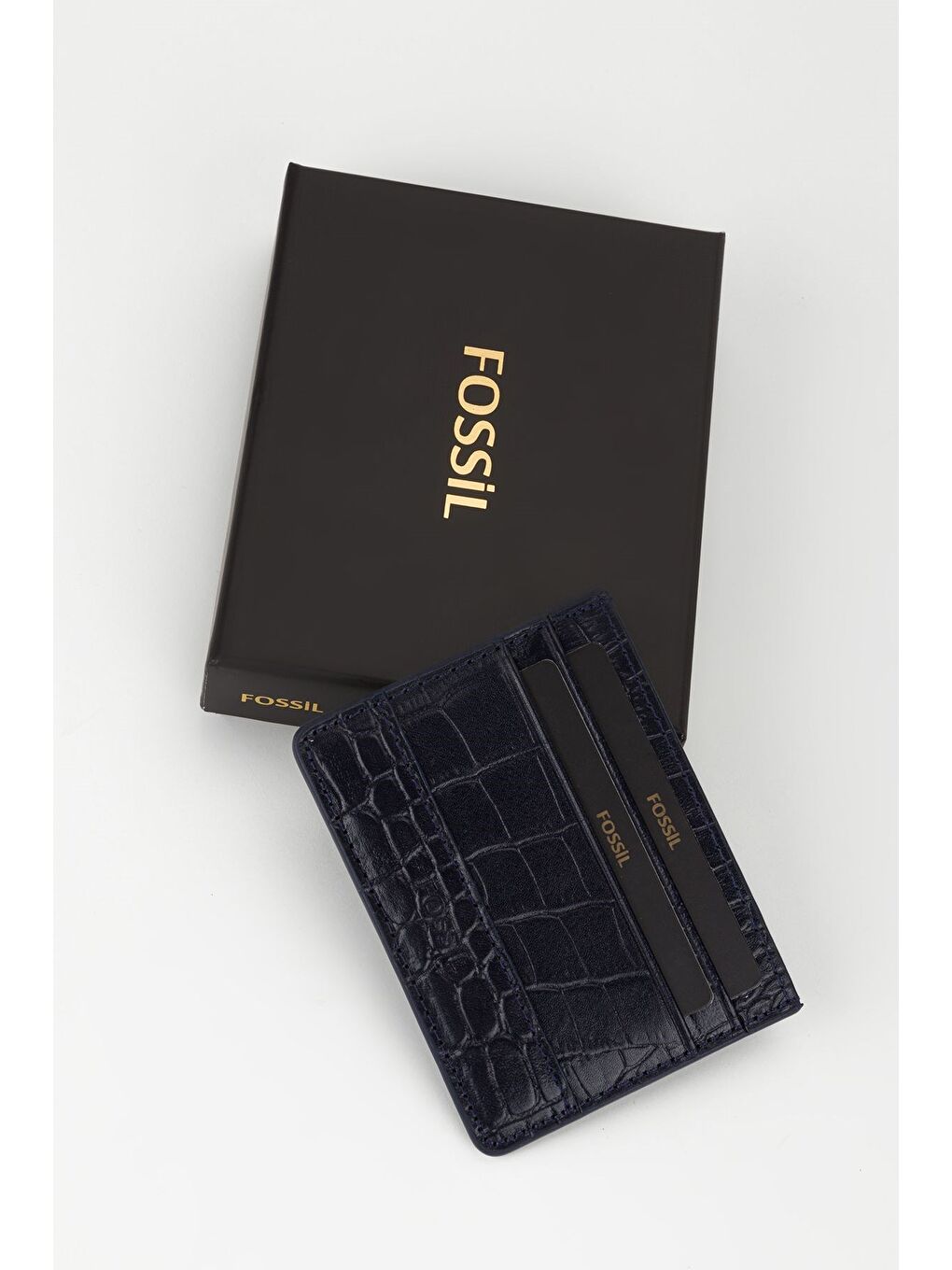 Lacivert Kutulu Hakiki Deri Croco Kahve Unisex El Portföyü Cüzdan-4