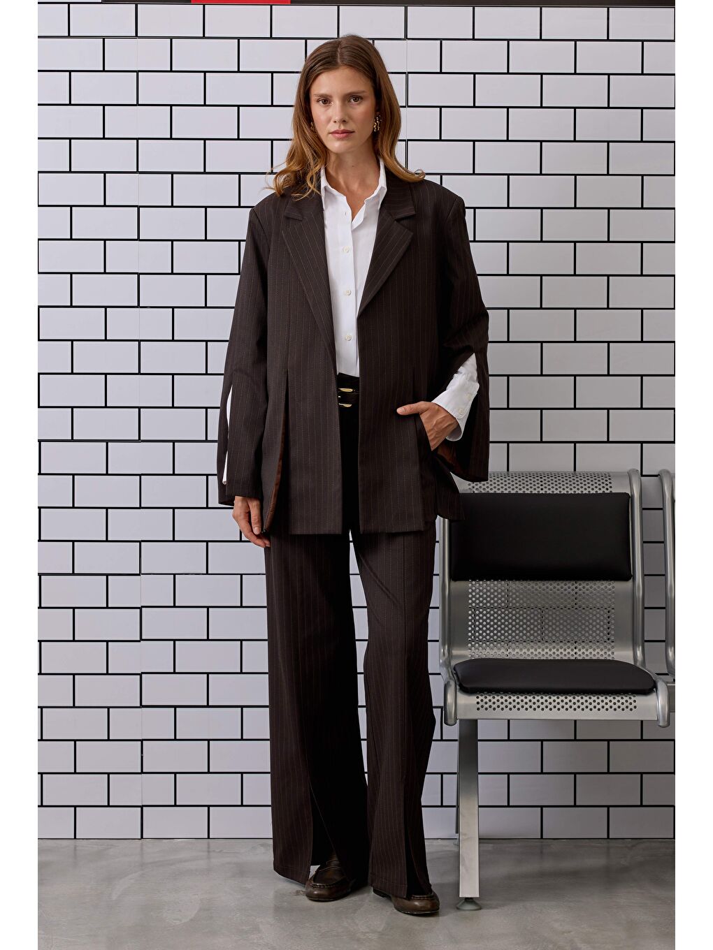 Kahverengi Yırtmaç Detaylı Ceket Acı Kahve-2