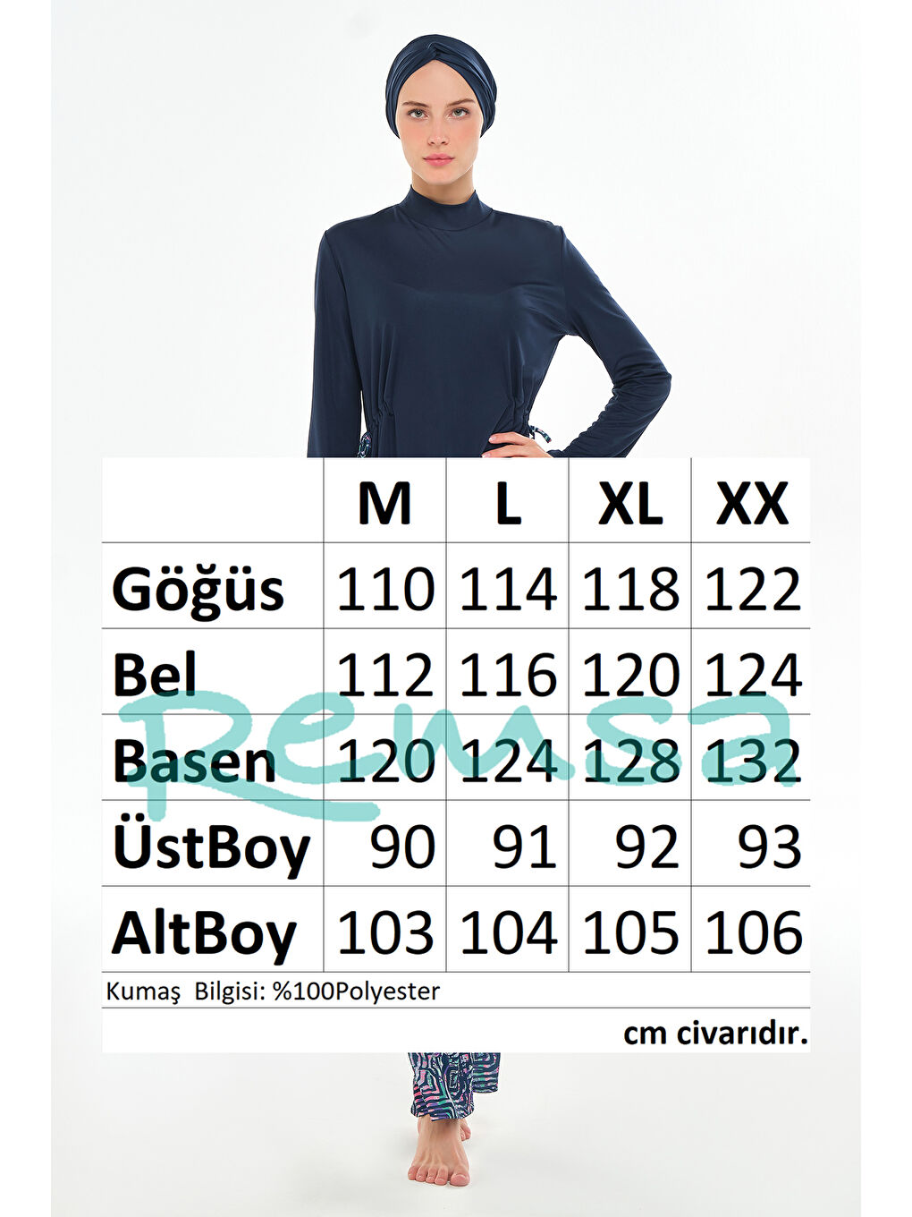 Bol Paça Elastanlı Tam Kapalı Tesettür Mayo 3125 Koyu Lacivert-3