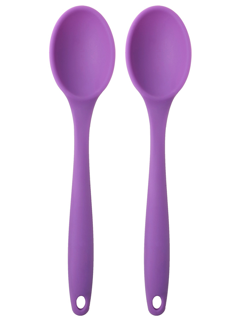 Büyük Boy Yanmaz Silikon Kaşık Seti 2 Parça - Kaşık 2 Adet Set Silikon Mor Renk