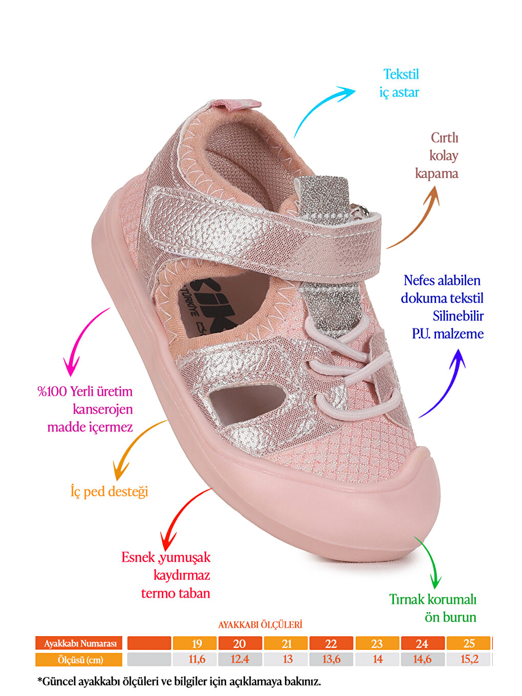 Pembe Tapel İlk Adım Cırtlı Kız Bebek Sandalet-1