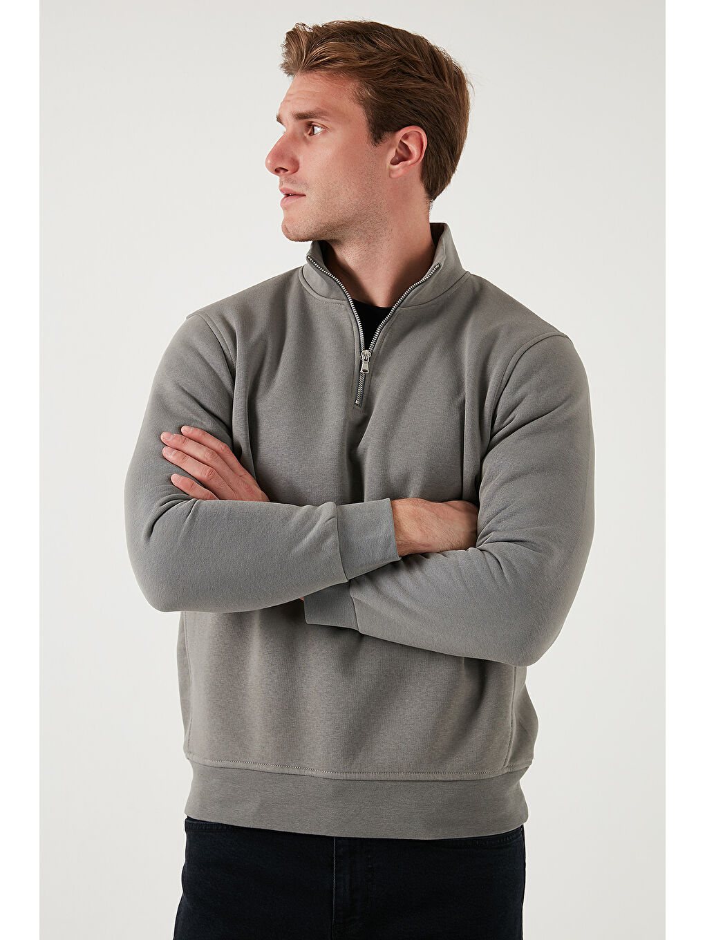 Siyah Pamuklu Regular Fit Dik Yaka 2'li Paket Sweat 59052592S2-1