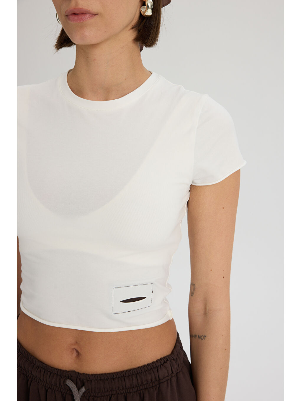 Kahverengi Scarlet Kahve Crop Eşofman Takım-6