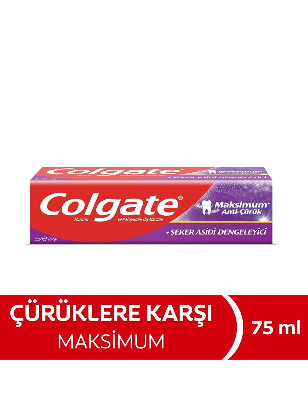 Colgate Beyaz-Açık Lacivert- Açık Kırmızı Maksimum Anti Çürük Şeker Asidi Dengeleyici Diş Macunu 75 ml