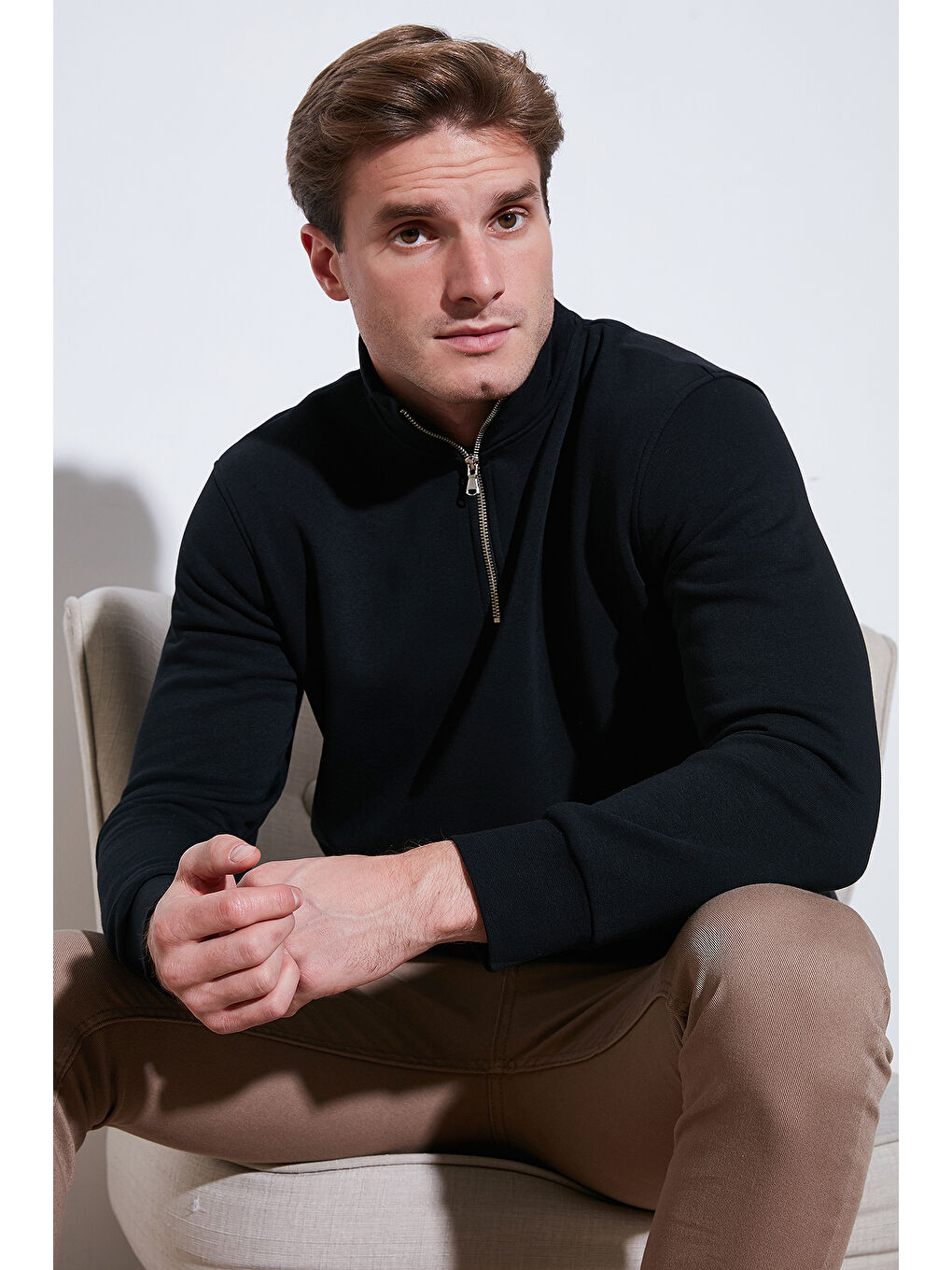 Siyah Pamuklu Regular Fit Dik Yaka 2'li Paket Sweat 59052592S2-2