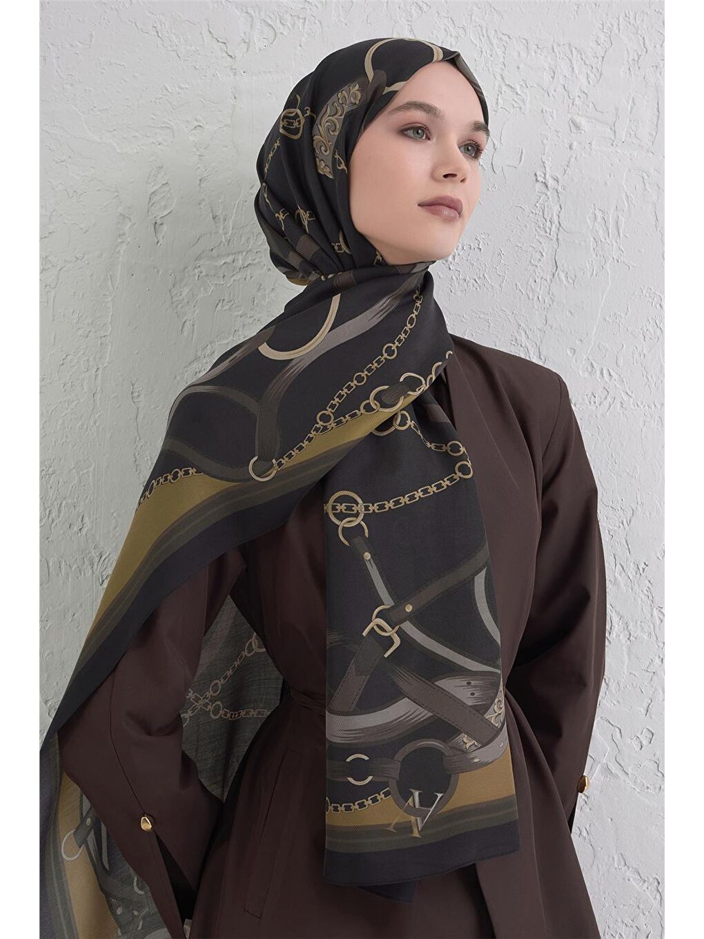 Kahverengi Yün İpek Harmony Şal 9315 51