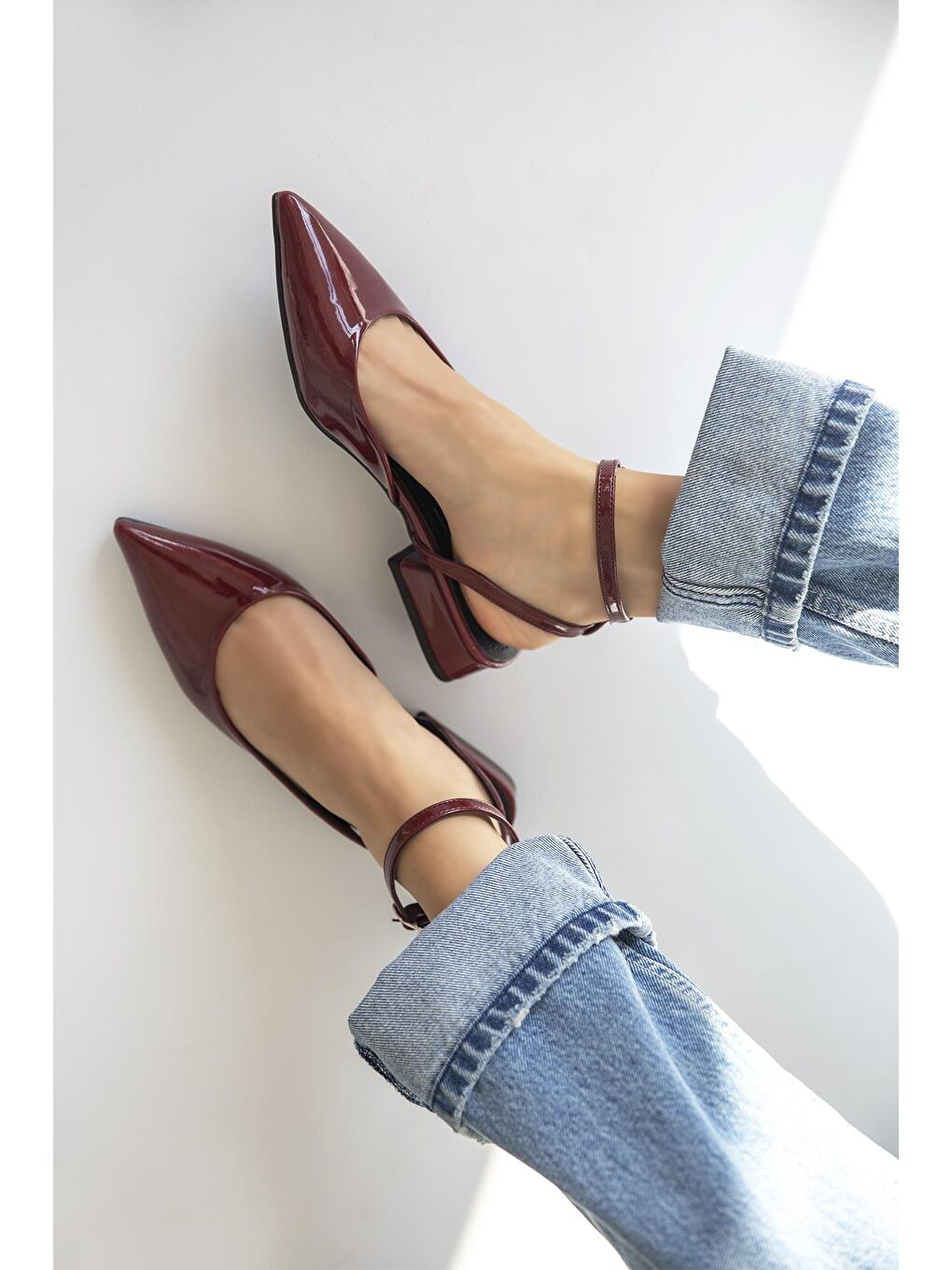 Edel  Kadın  Topuklu  Rugan  Ayakkabı Bordo-2