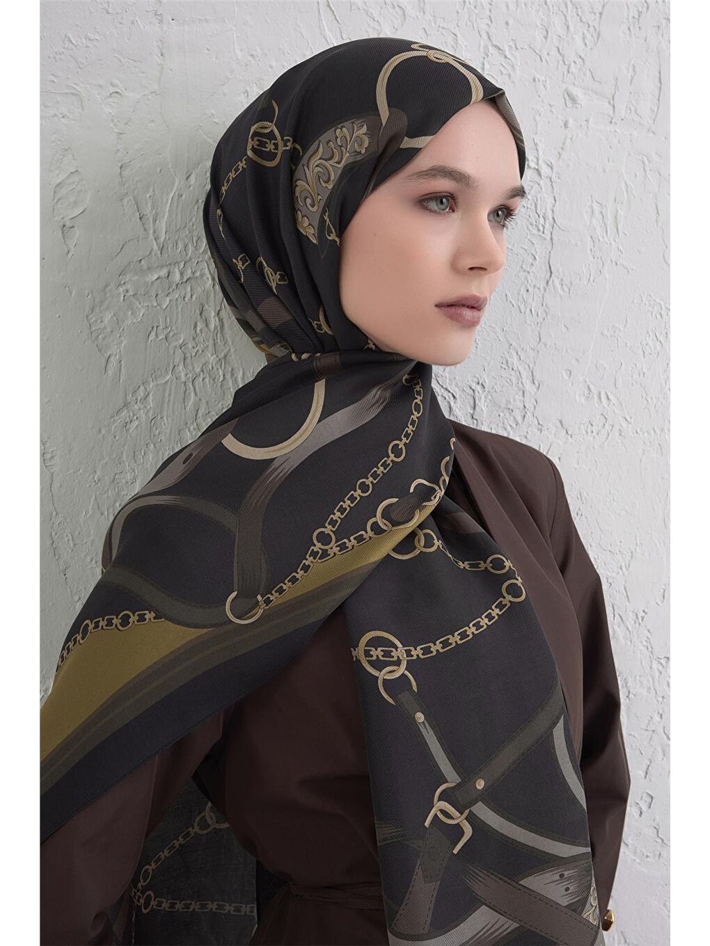 Kahverengi Yün İpek Harmony Şal 9315 51-1