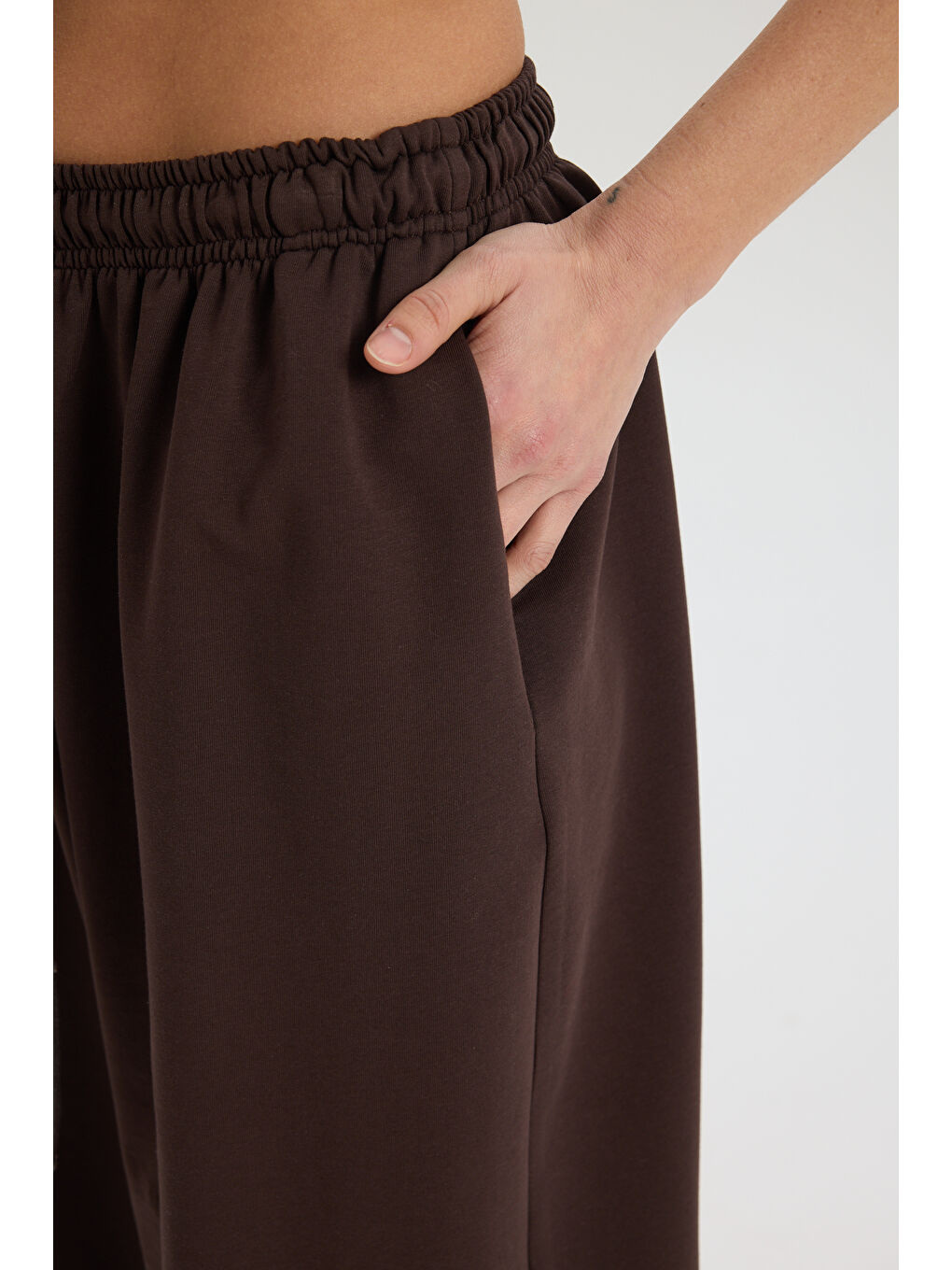 Kahverengi Scarlet Kahve Crop Eşofman Takım-7