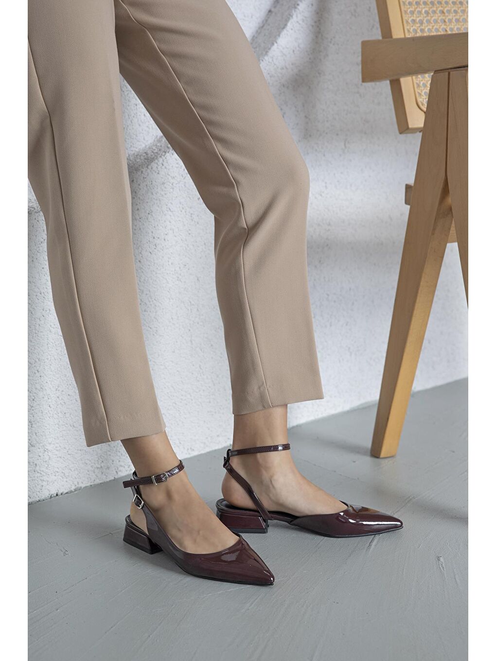 Edel  Kadın  Topuklu  Rugan  Ayakkabı Bordo-3