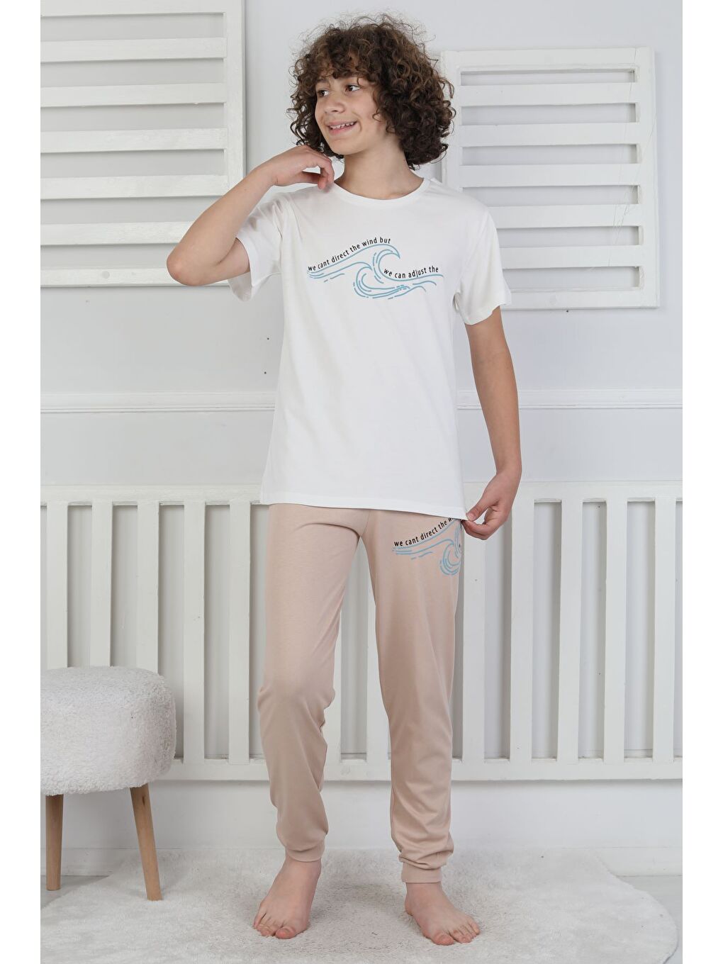 Bej We Can Adjust The Baskılı Erkek Çocuk Pijama Takımı-2