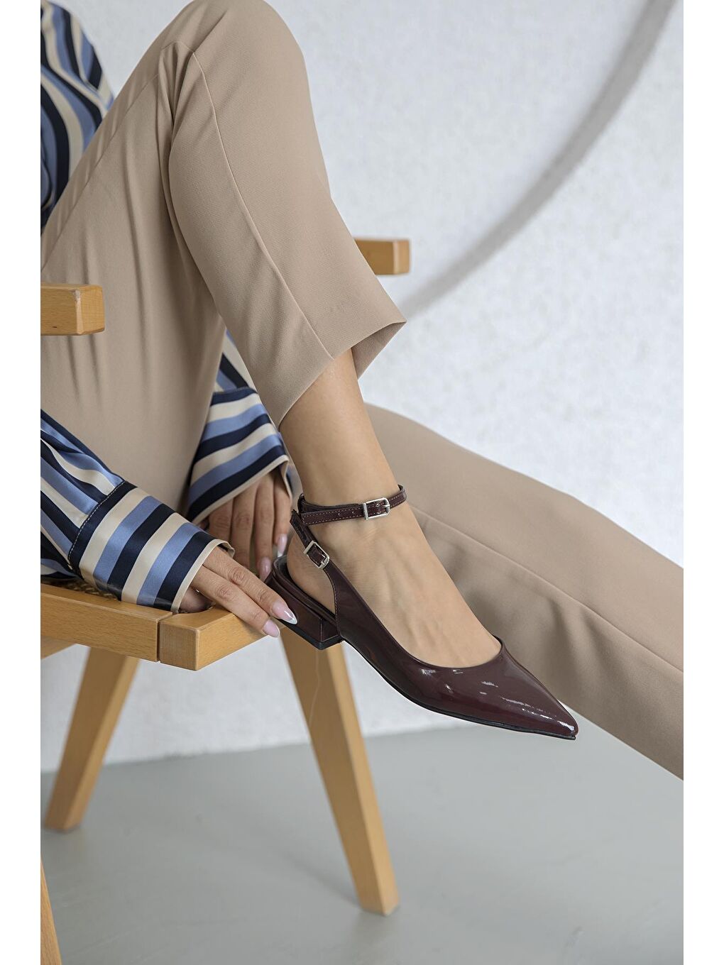 Edel  Kadın  Topuklu  Rugan  Ayakkabı Bordo-4