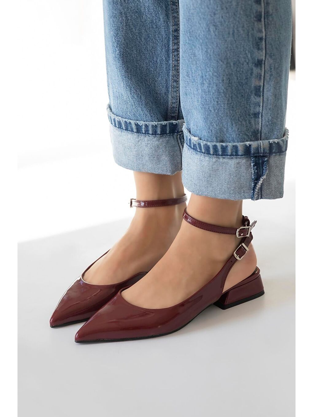 Edel  Kadın  Topuklu  Rugan  Ayakkabı Bordo-5