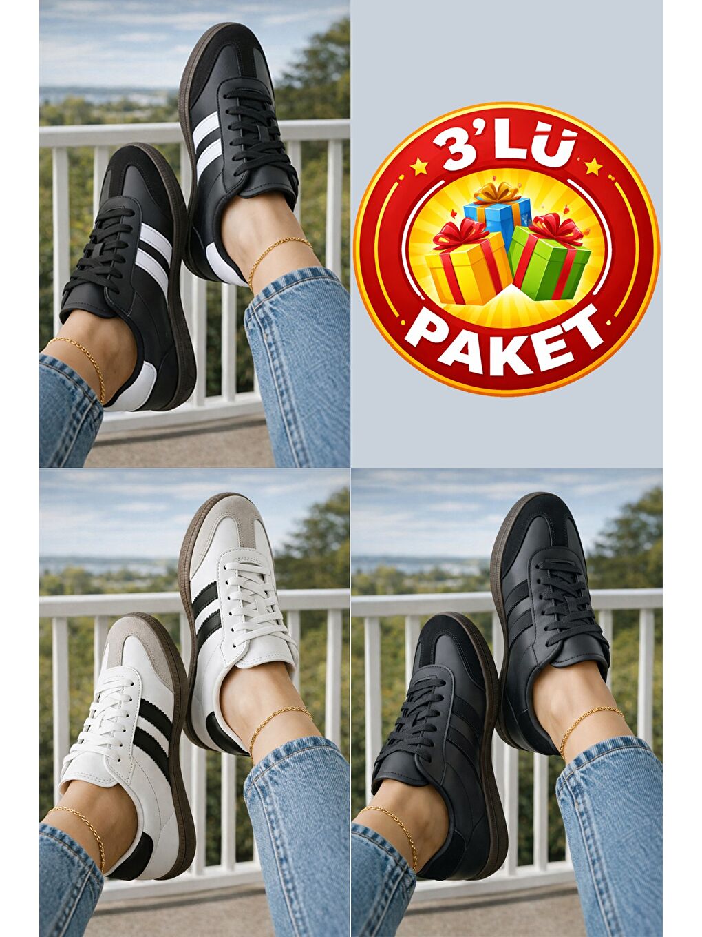 Karışık 3'lü PAKET FLEX RUN Unisex Spor Ayakkabı Günlük Casual Sneakers