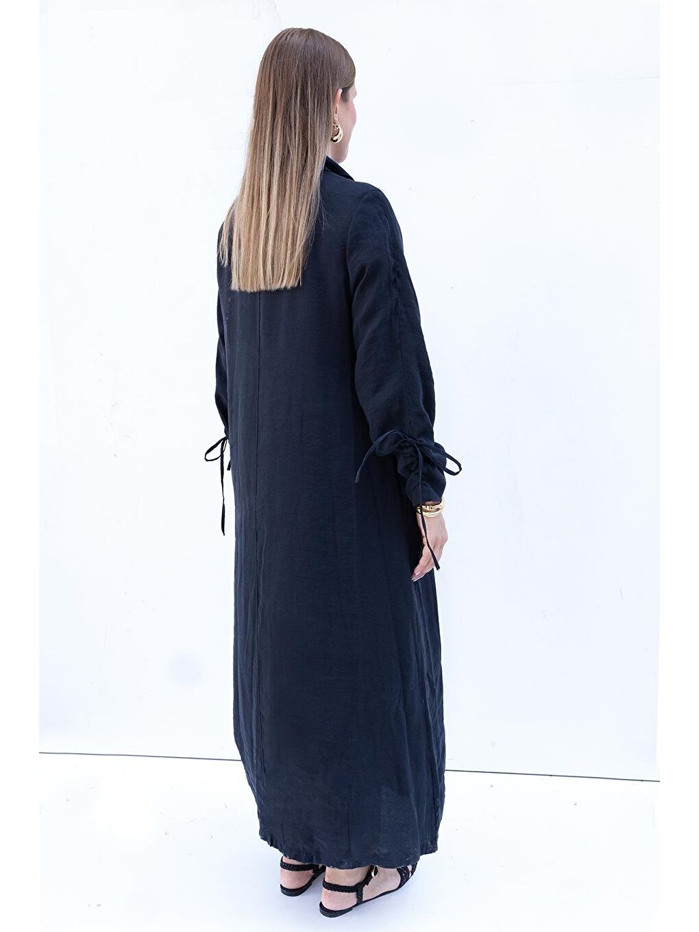 Antrasit-Kolu Büzmeli Çıtçıtlı Modal Ferace-2