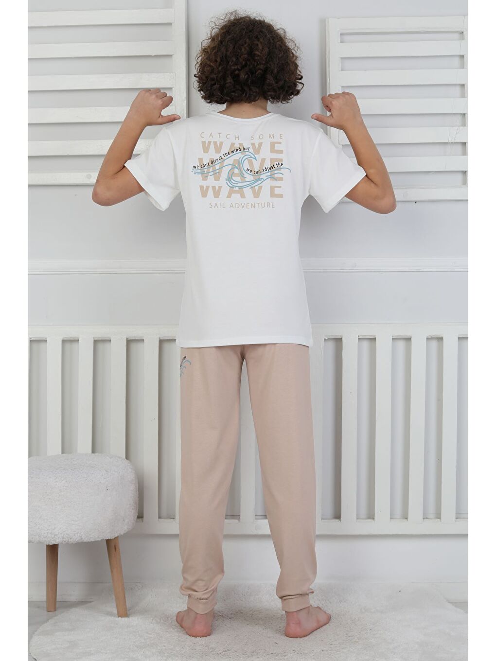 Bej We Can Adjust The Baskılı Erkek Çocuk Pijama Takımı-8