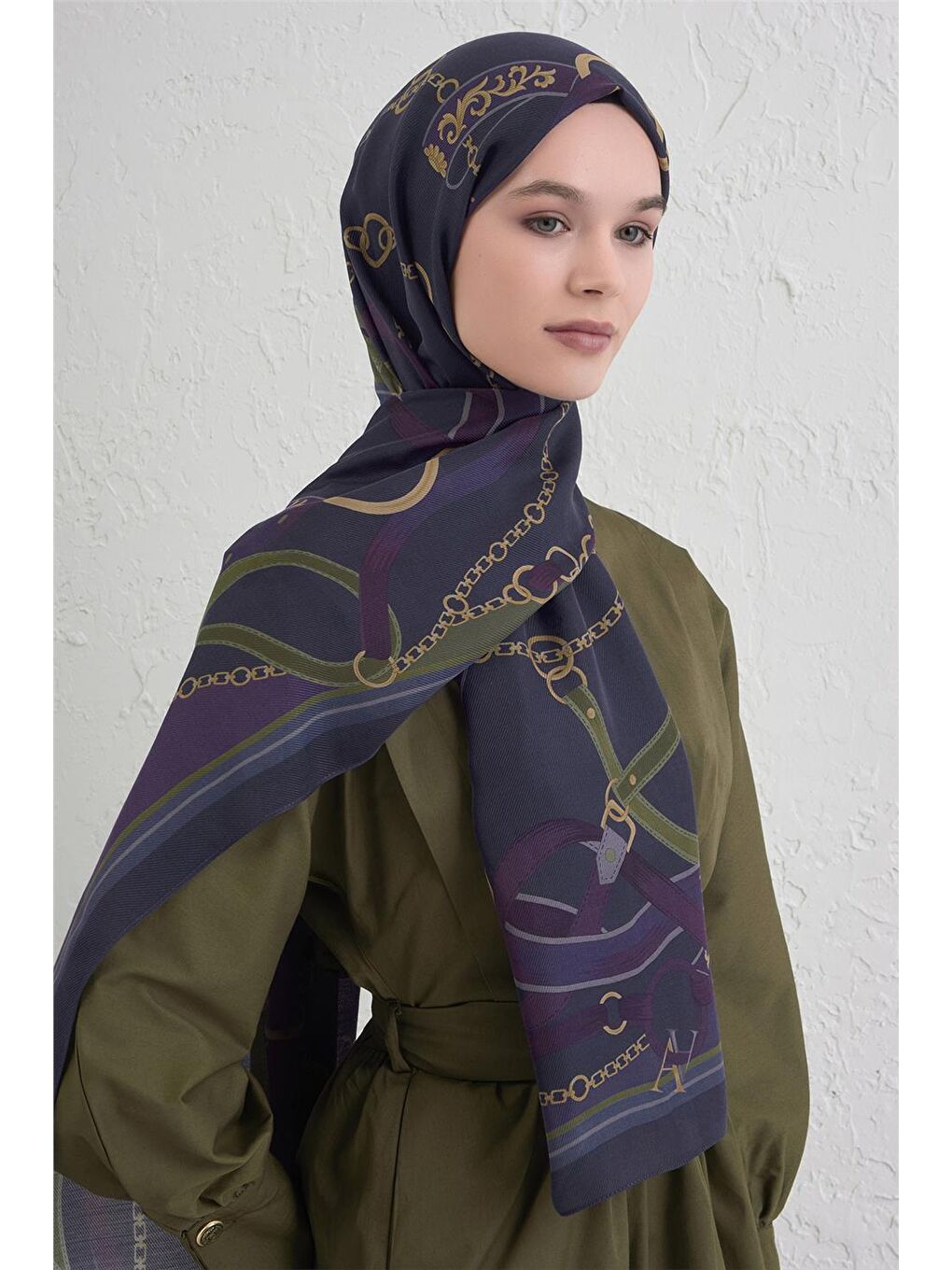 Lacivert Yün İpek Harmony Şal 9315 80-1