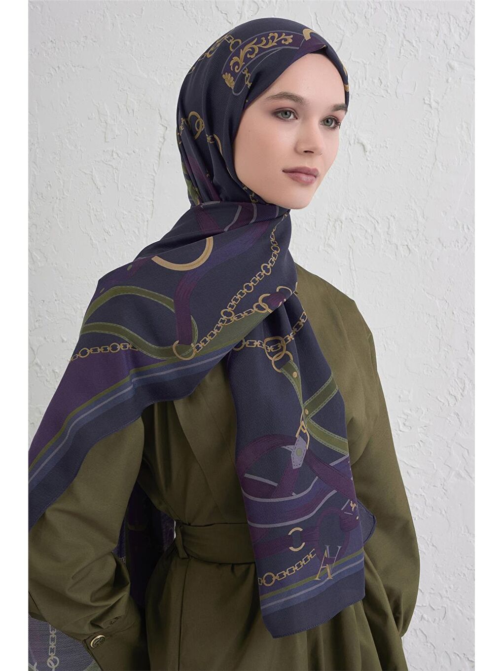 Lacivert Yün İpek Harmony Şal 9315 80-2