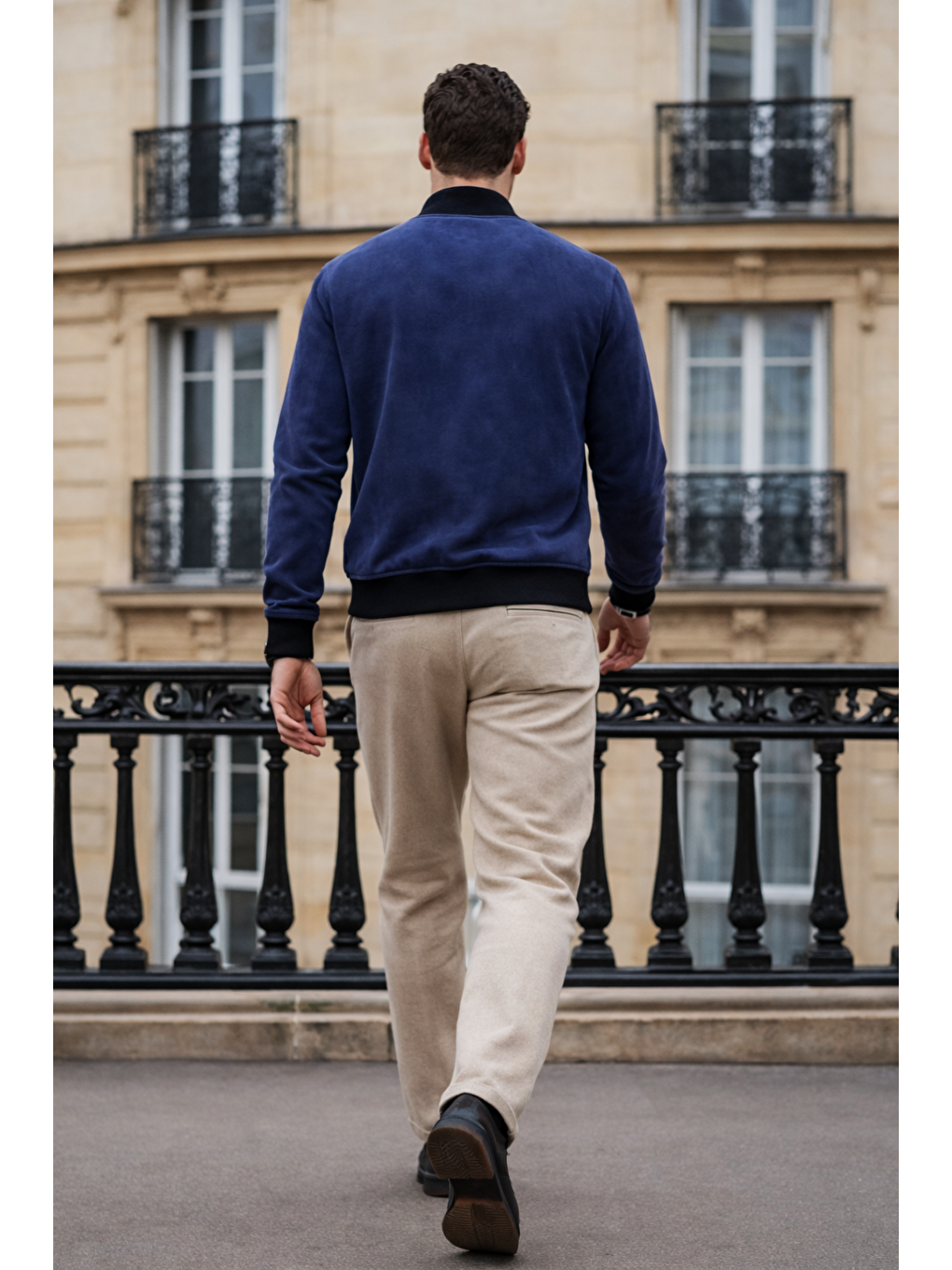 Erkek Trend Dar Astarsız Nubuk Süet Lacivert Ceket-5