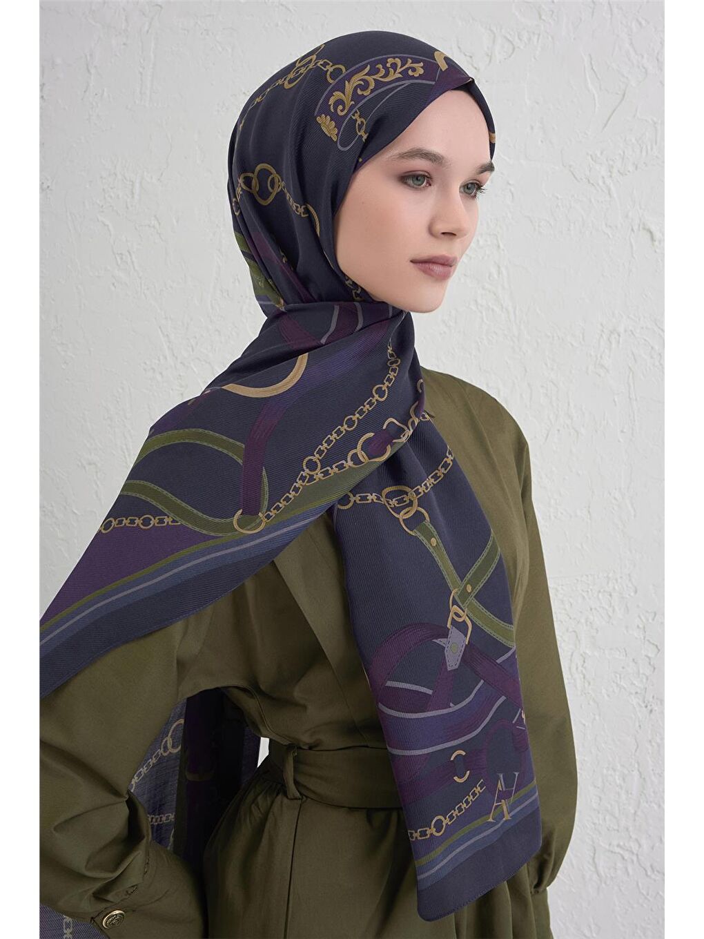 Lacivert Yün İpek Harmony Şal 9315 80-3