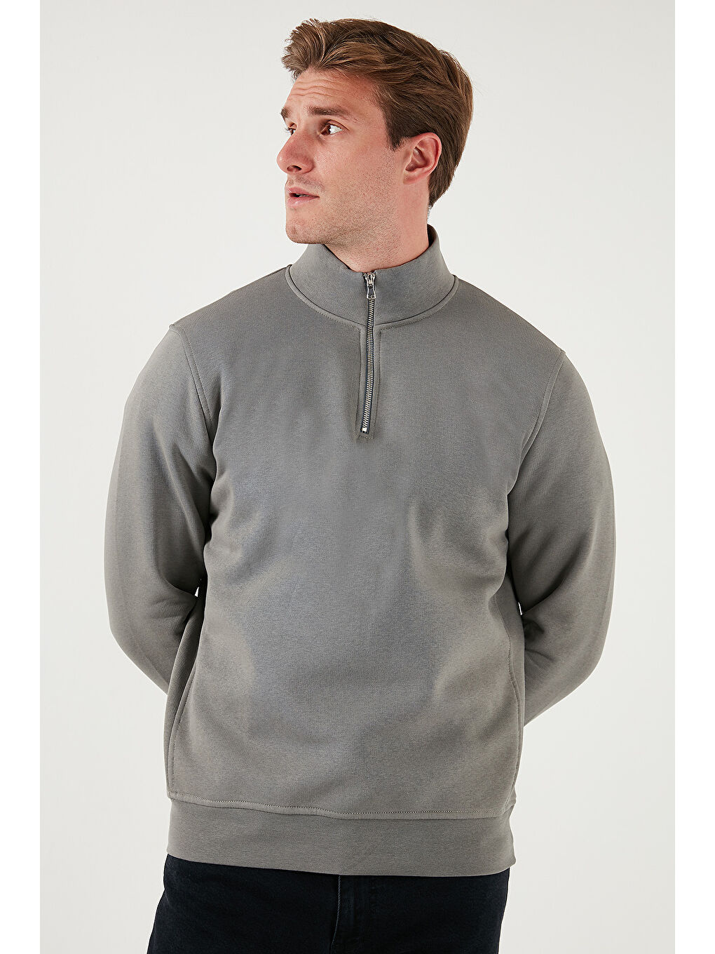 Haki Pamuklu Regular Fit Dik Yaka 2'li Paket Sweat 59052592S2-1