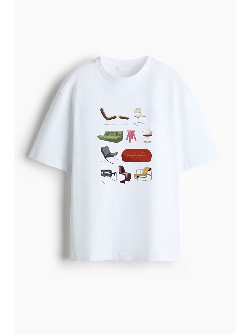 Ekru Kadın Premium Kumaş Baskılı Oversize T-Shirt-1