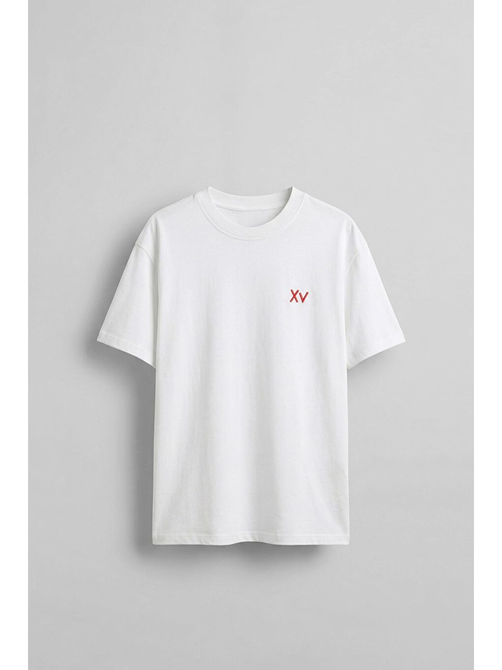 Erkek Oversize Antik Mühür Kabartmalı Baskılı T-Shirt Beyaz-1