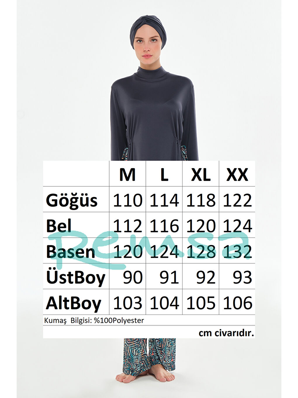 Bol Paça Elastanlı Tam Kapalı Tesettür Mayo 3125 Antrasit-2