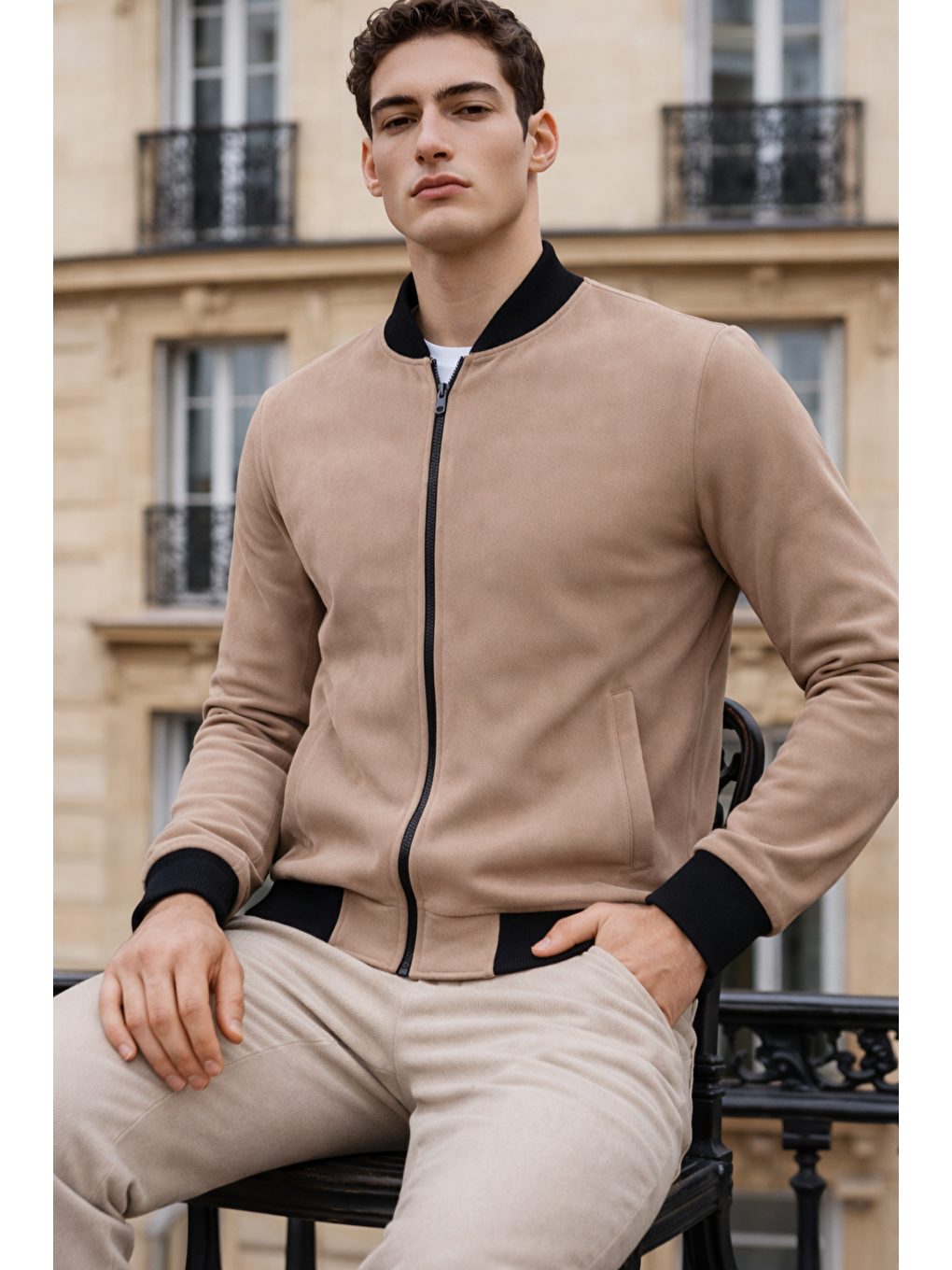 Kahverengi Erkek Trend Dar Astarsız Nubuk Süet A.Kahve Ceket-3