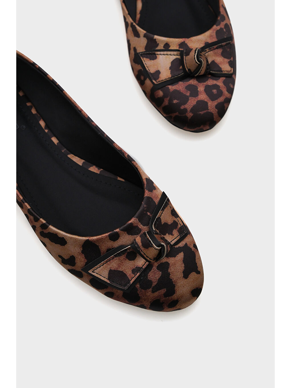 Ekru Aveline Saten Leopar Kadın Babet-4