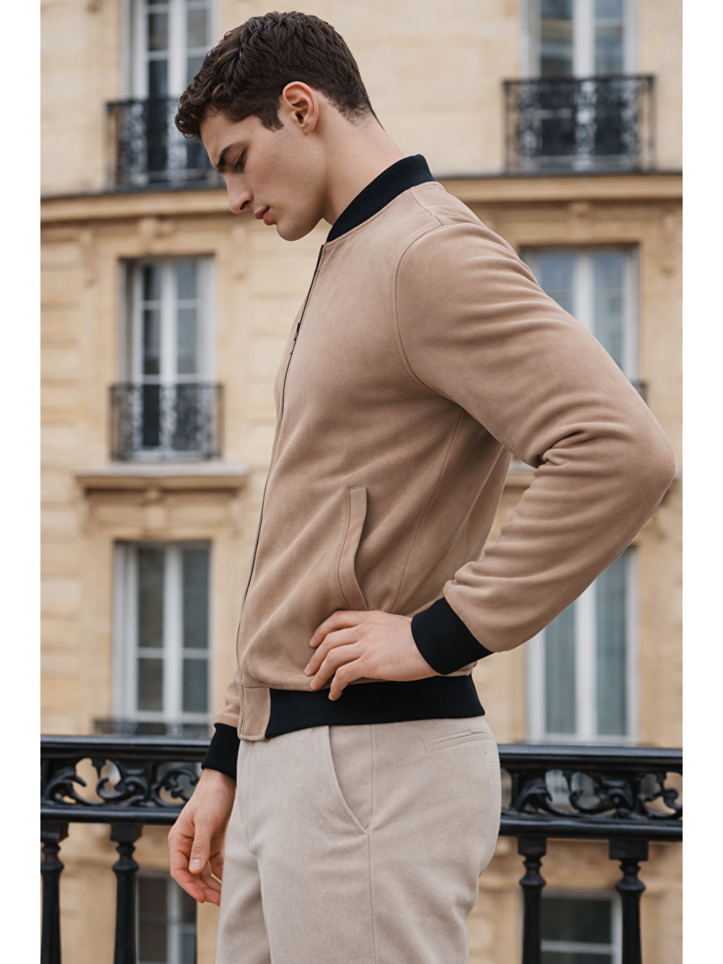 Kahverengi Erkek Trend Dar Astarsız Nubuk Süet A.Kahve Ceket-4