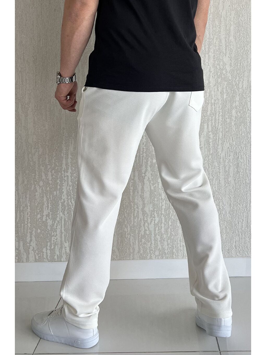 Ekru Erkek Bel Lastikli Jogger Pantolon-2