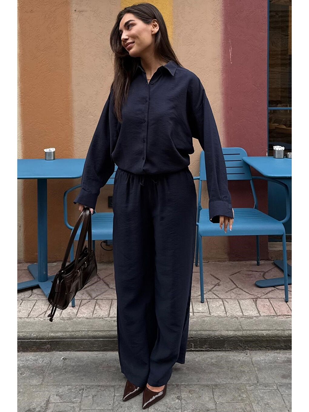 Lacivert Soft Touch Modal Gömlekli Takım Mg2742-1