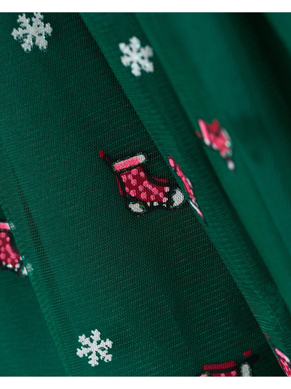 Kız Çocuk Pamuklu Kırmızı Penguen Ve Kardan Adam Temalı Tül Etekli Elbise-1