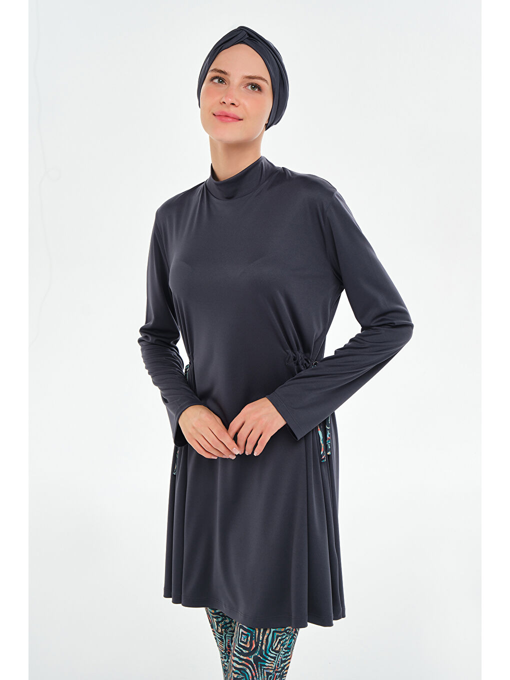 Bol Paça Elastanlı Tam Kapalı Tesettür Mayo 3125 Antrasit-4