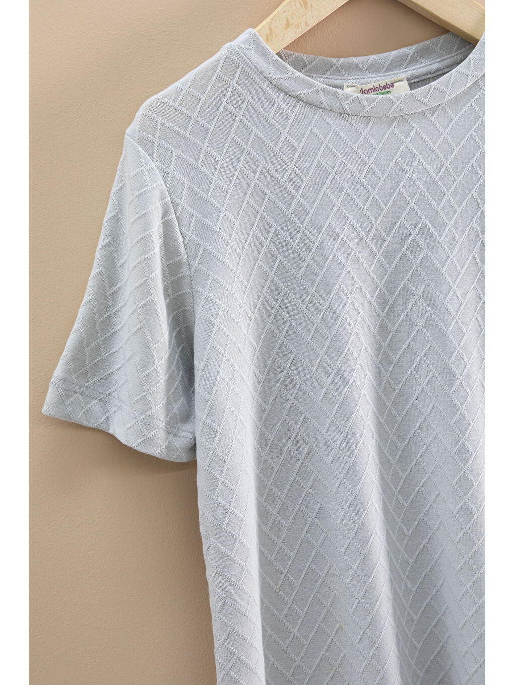 Gri Çizgi Desenli Bisiklet Yaka Tişörtlü Erkek Çocuk Şortlu Takım 20785-1