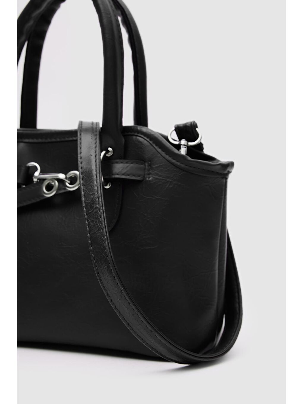 Perez Kemer Detaylı Çapraz Çanta Siyah-4