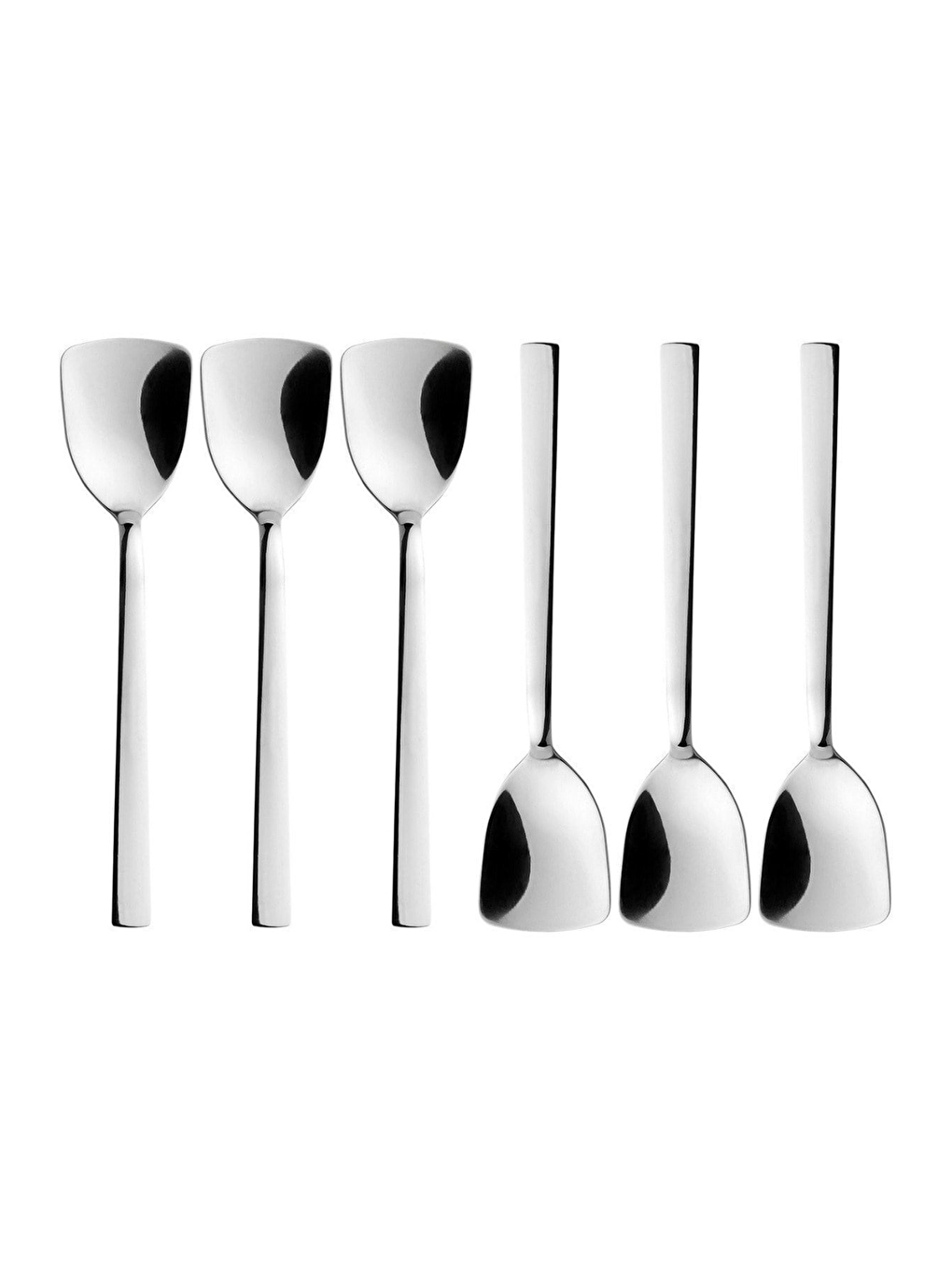 Gri Lüks Paslanmaz Çelik 6'lı Dondurma, Tatlı, Helva Kaşığı, Gümüş Renk 6 Adet-3